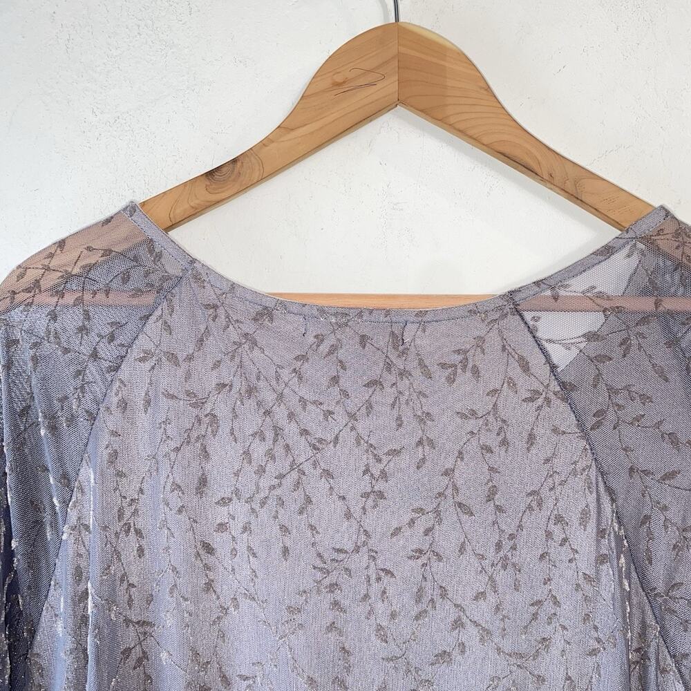 Indigo Soul Woman’s Layered Blouse SZ L Velvet Burnout Flowy Fairycore Tunic Top - Picture 6 of 9